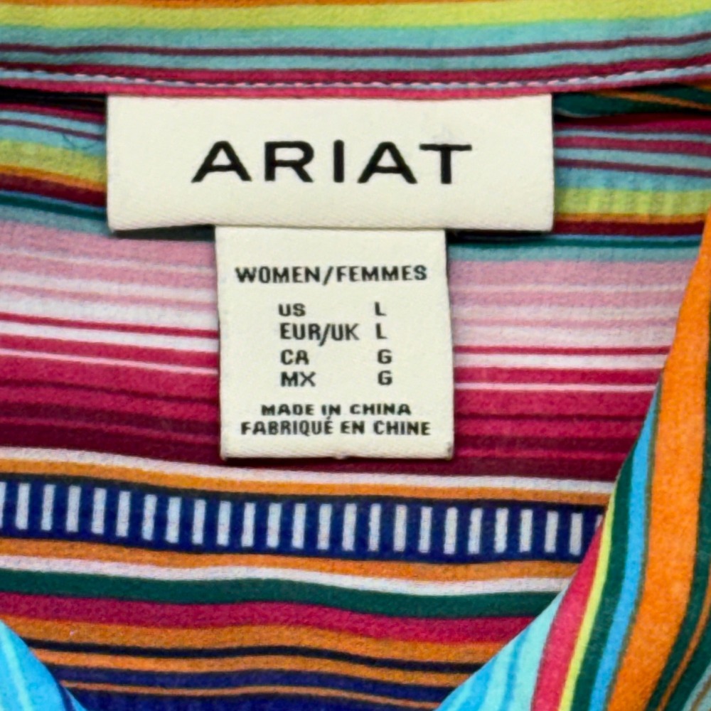 Ariat Naran Shirt Womens Large Multicolor Striped Button Down Long Sleeve - Picture 2 of 12